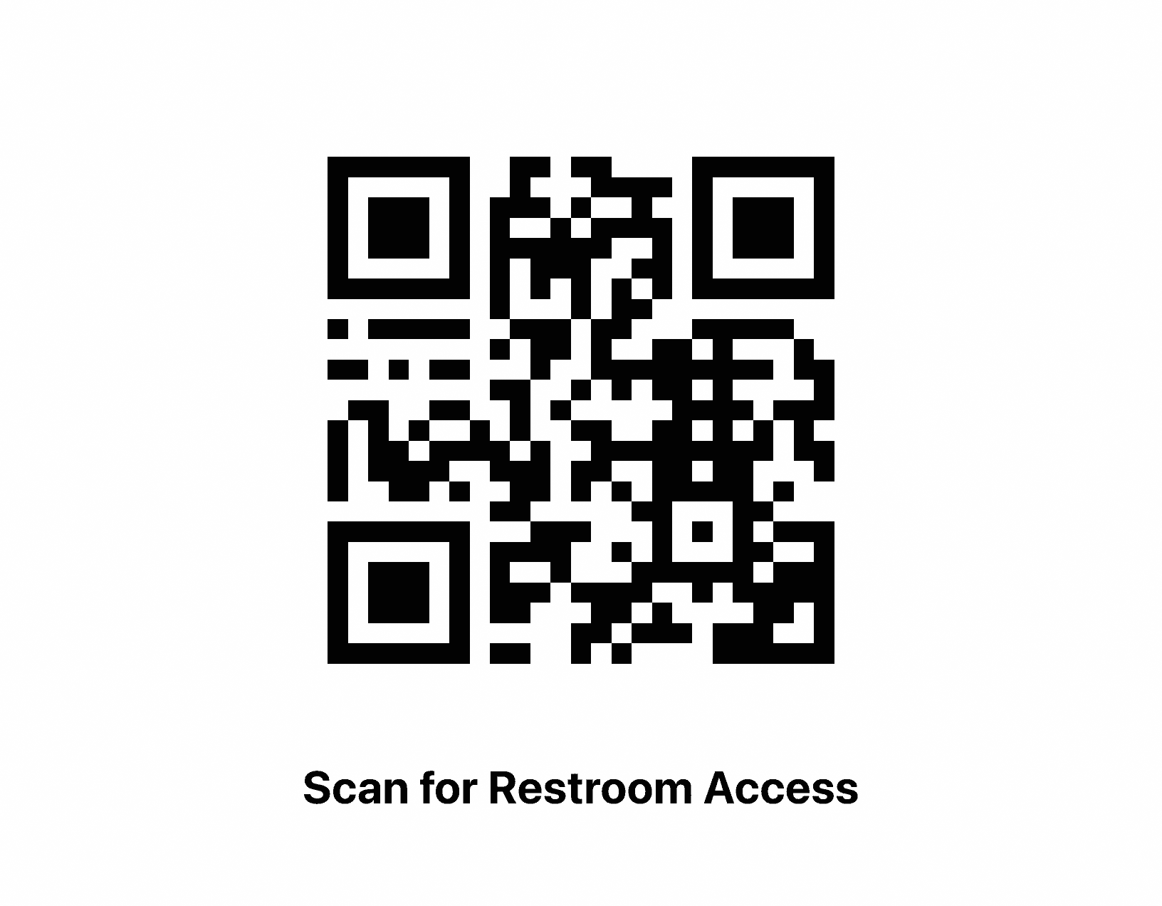 The LooiQ restroom sign: a QR code above the words Scan for Restroom Access